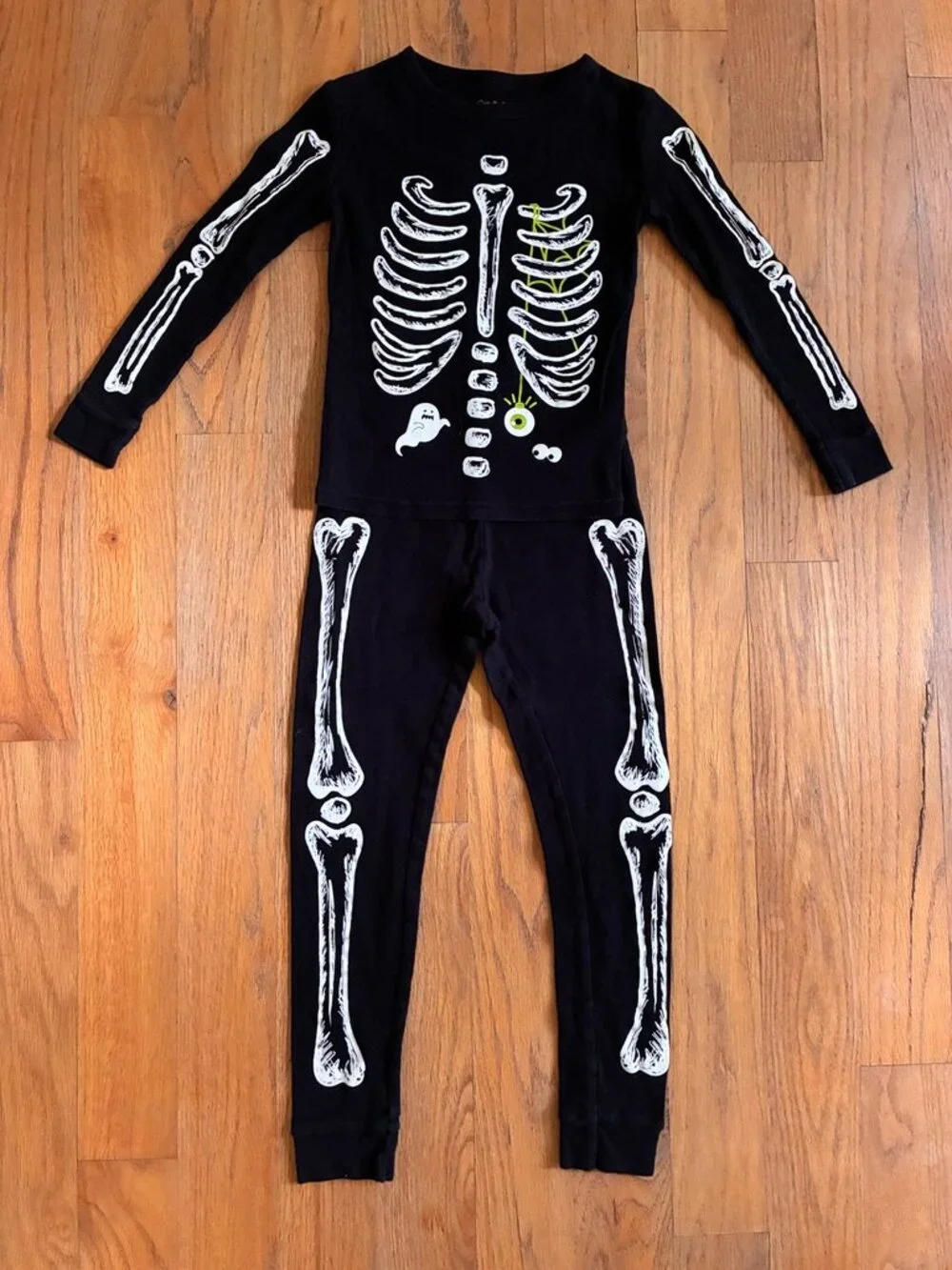 Cat & Jack Kids Skeleton Halloween Pajamas 2 Piece Set Size 6